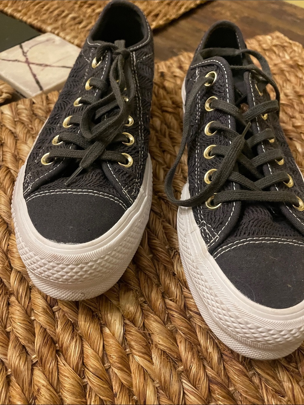 Converse Black Low-Top Canvas Platform Sneakers